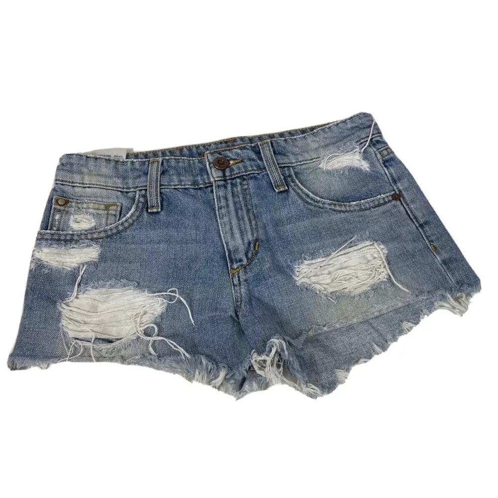 Joe's Cali Cut Off Denim Ripped Shorts Womens Blue 24 Mid Rise Raw Hem Pockets‎